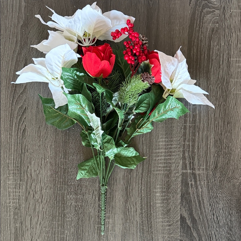 Red & White Artificial Floral Bouquet
